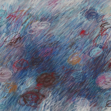 Blue Abstraction IV, 2011, mixed media on paper, 22” x 30”