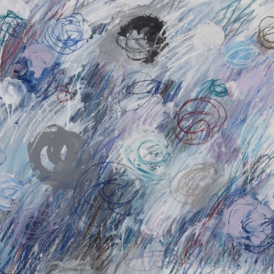 Blue Abstraction II, 2010, mixed media on paper, 22” x 30”