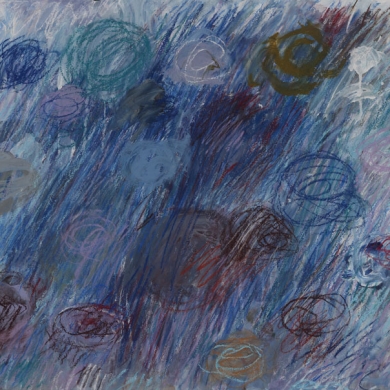 Blue Abstraction I, 2010, mixed media on paper, 22” x 30”