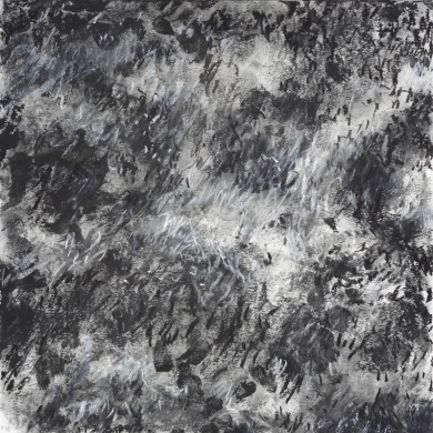 Driveway Series- Study #1, charcoal, charcoal powder, pastel, 13 in x 13 in