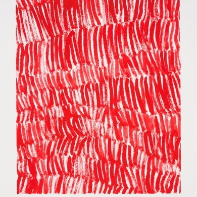 Red line studies #3, gouache on paper, 11 1/2 in x 15 in