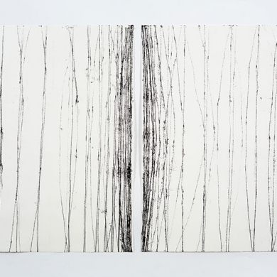 Line studies series III, #1 and #2, ink on paper, each 30.25 in x 34.25 in