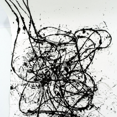 line studies series III, wall drawings, #3 (detail), ink on paper, 110 in x 24 in