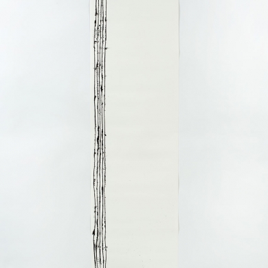 Line studies series III, wall drawings, #3, ink on paper, 110 in x 24 in